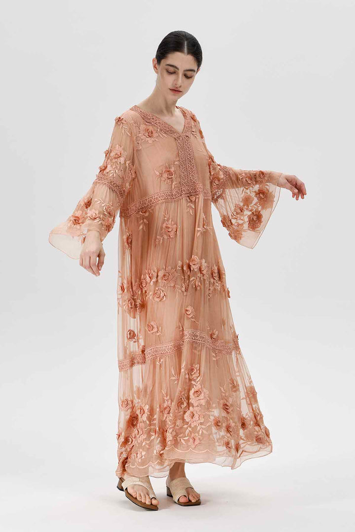 Selma V-Neck Embroidered Dress