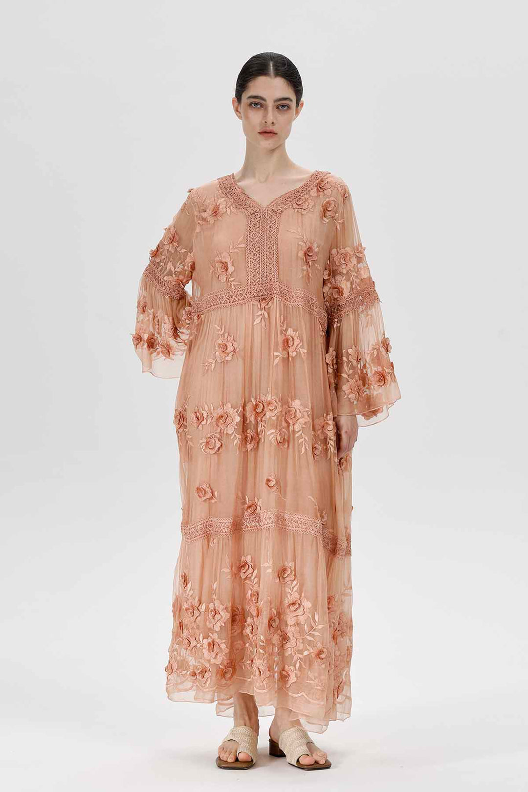 Selma V-Neck Embroidered Dress