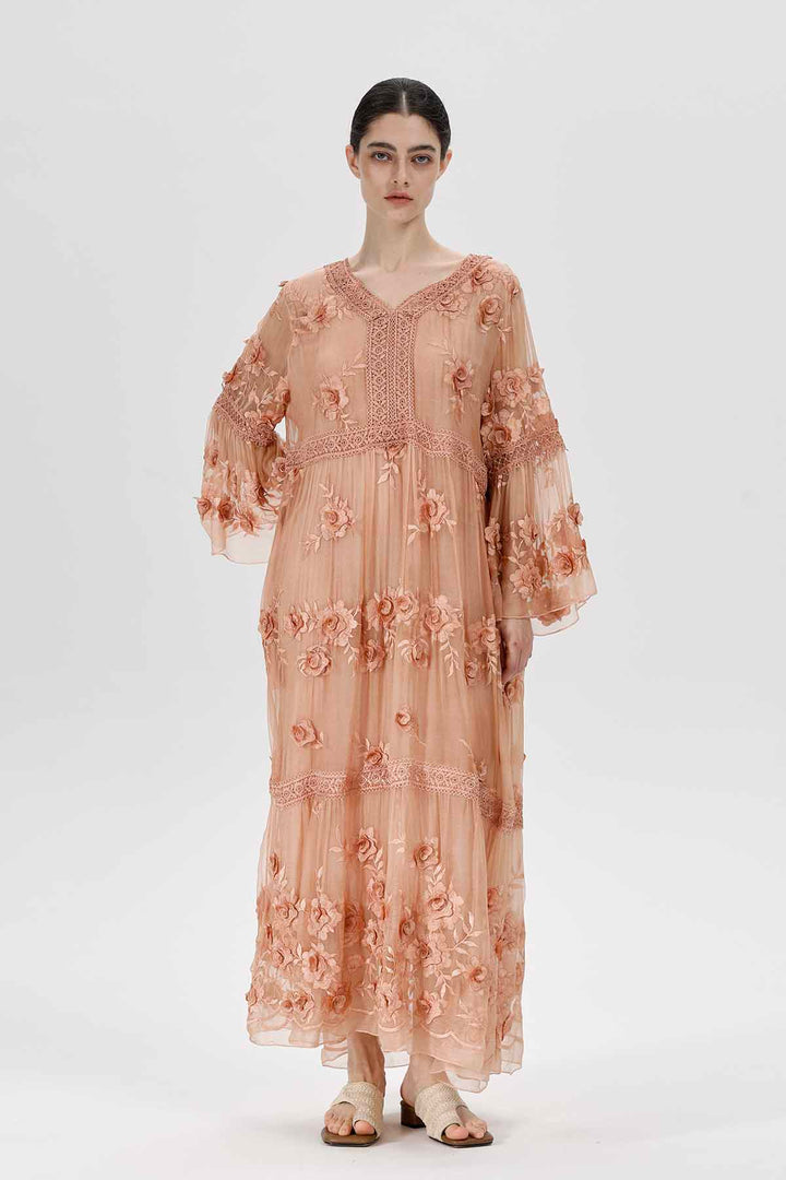 Selma V-Neck Embroidered Dress