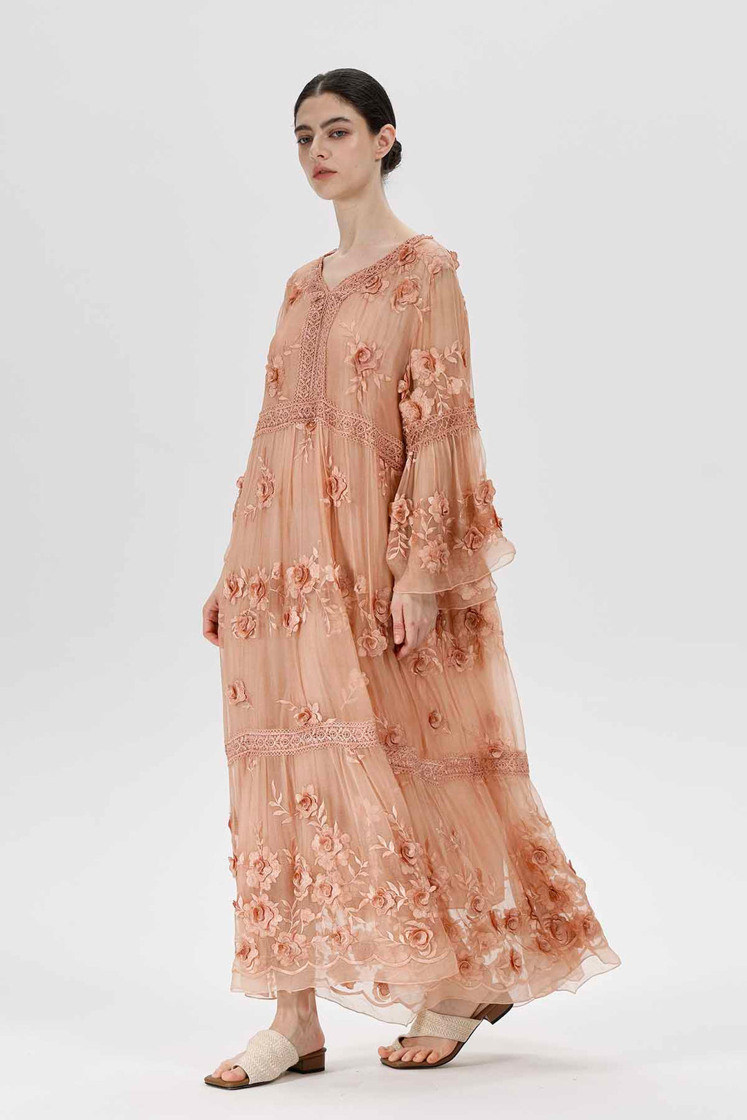 Selma V-Neck Embroidered Dress