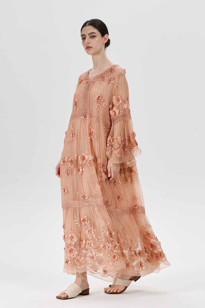 Selma V-Neck Embroidered Dress