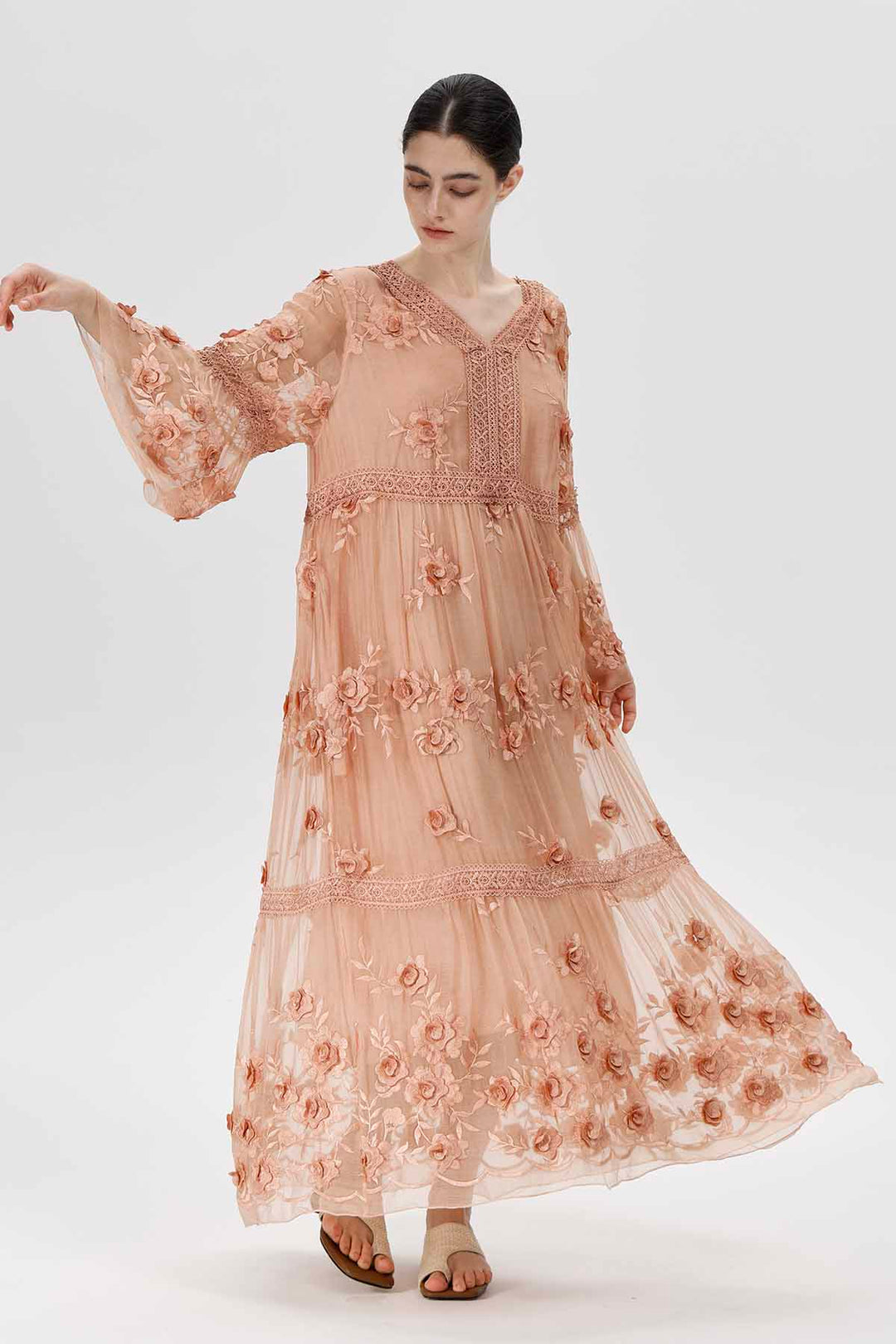 Selma V-Neck Embroidered Dress