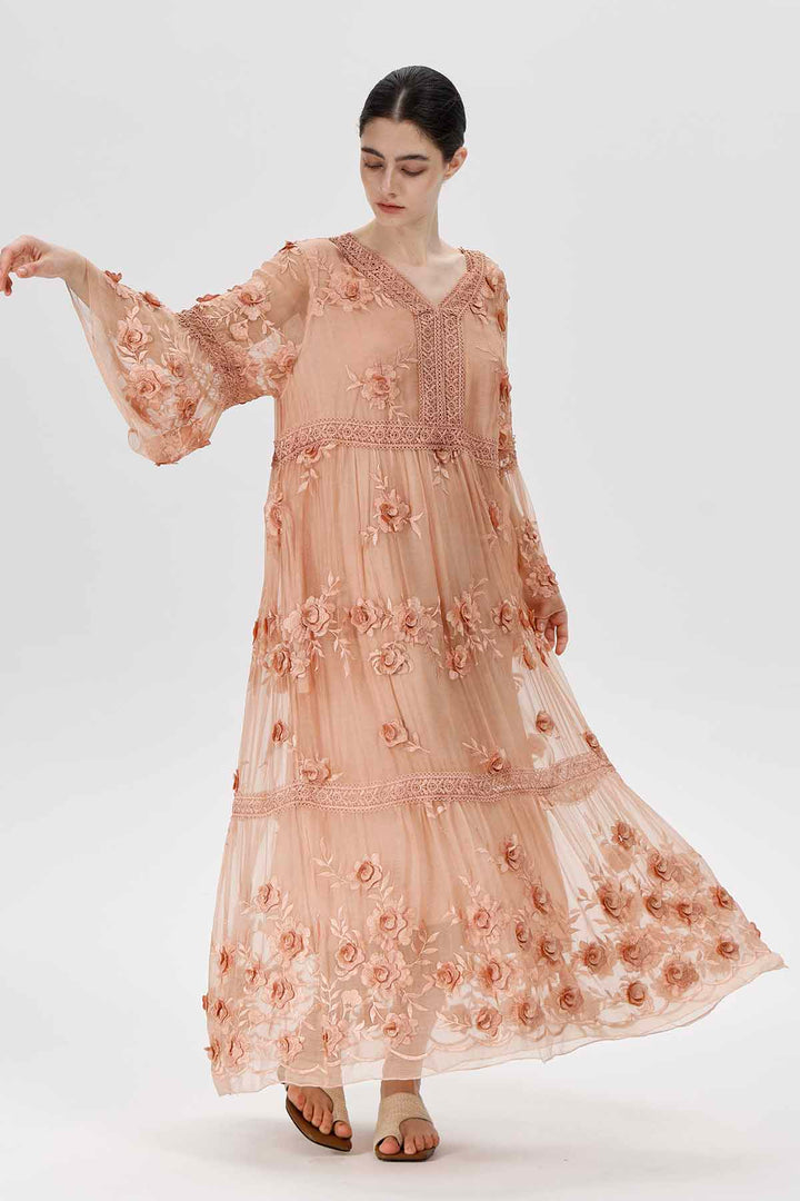 Selma V-Neck Embroidered Dress