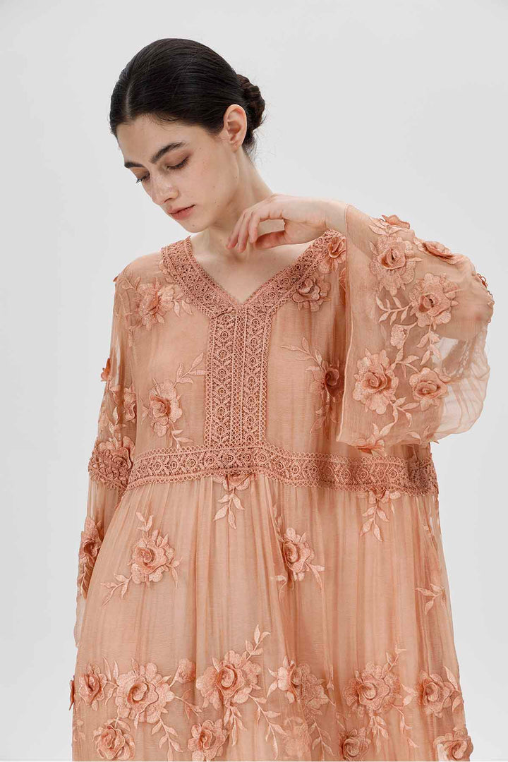 Selma V-Neck Embroidered Dress