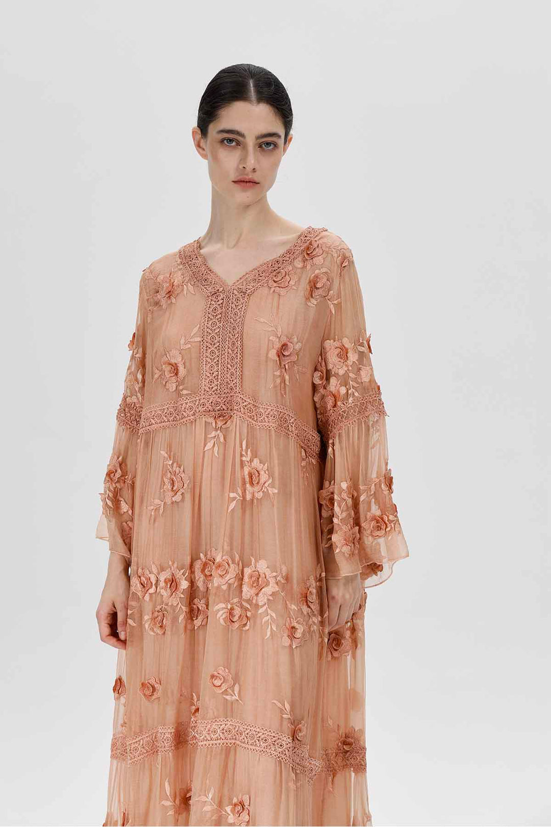 Selma V-Neck Embroidered Dress
