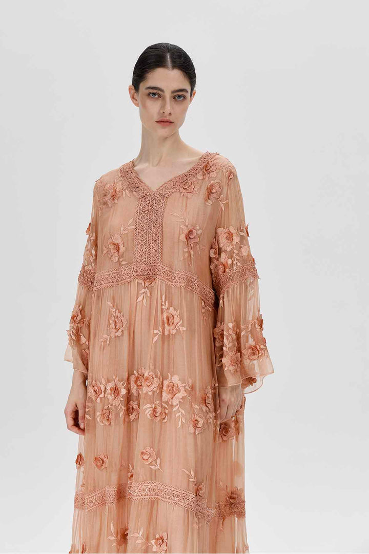 Selma V-Neck Embroidered Dress