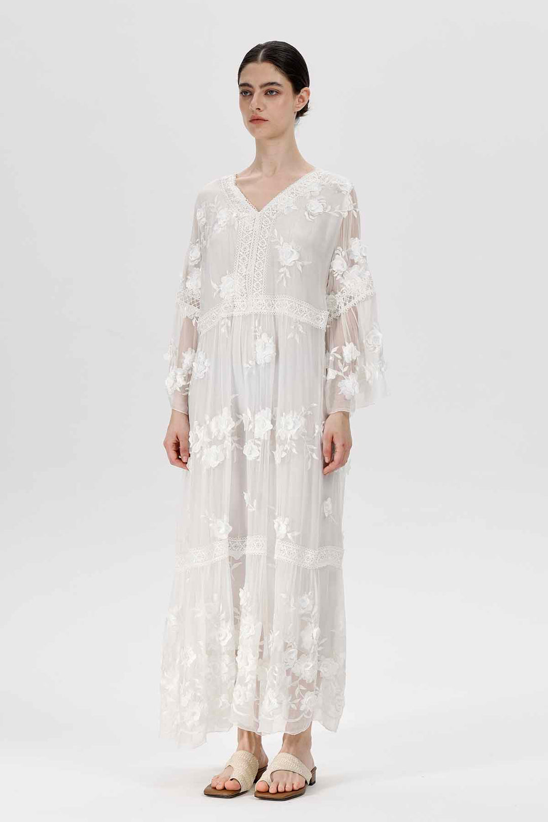 Selma V-Neck Embroidered Dress