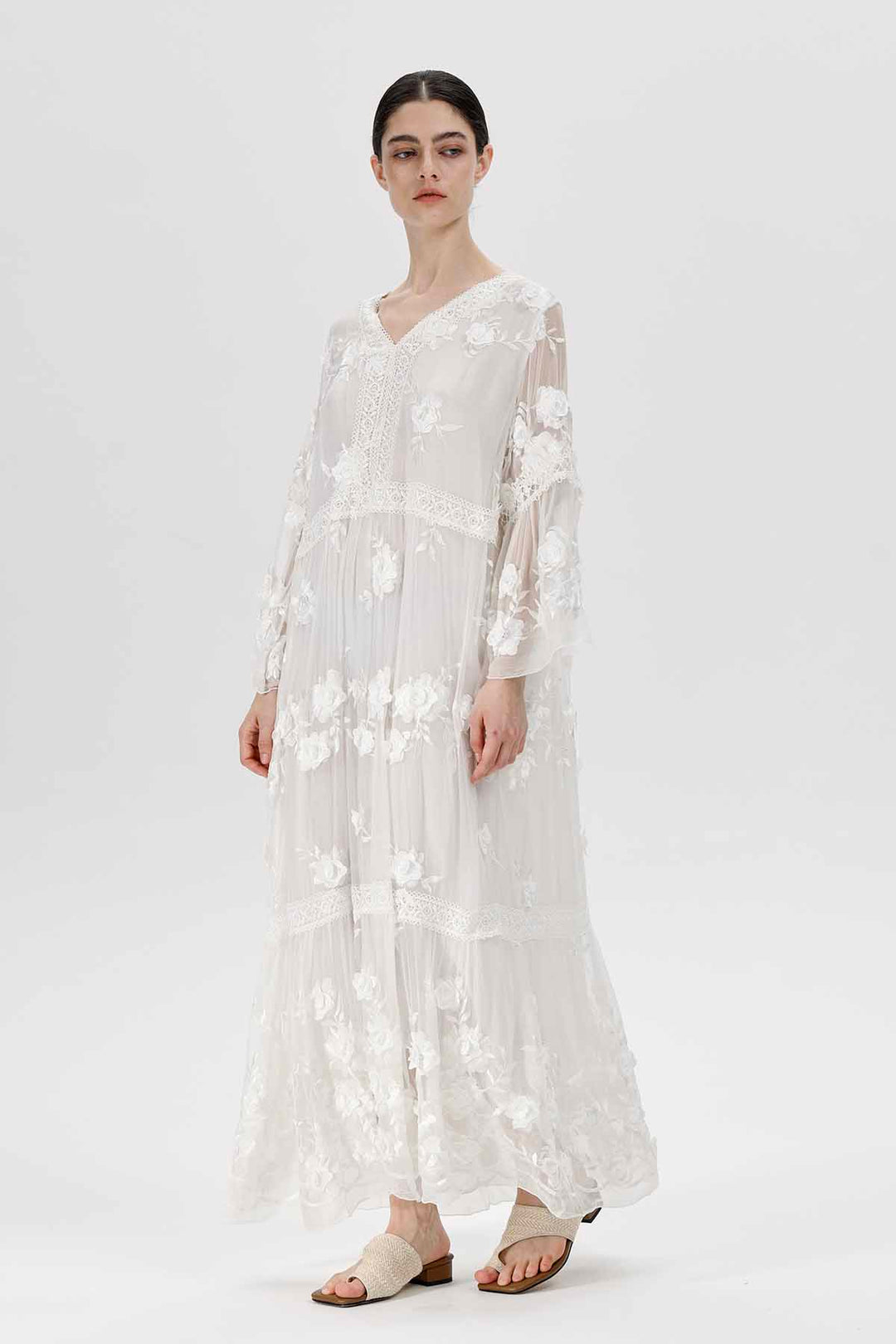 Selma V-Neck Embroidered Dress