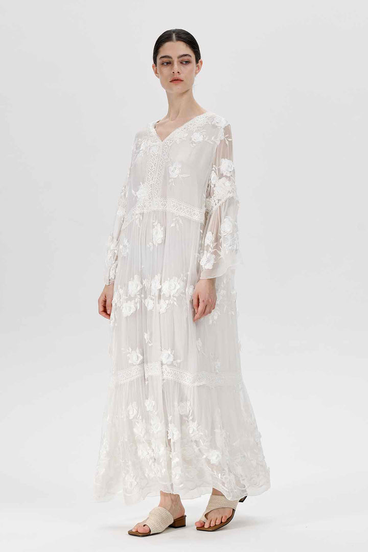 Selma V-Neck Embroidered Dress