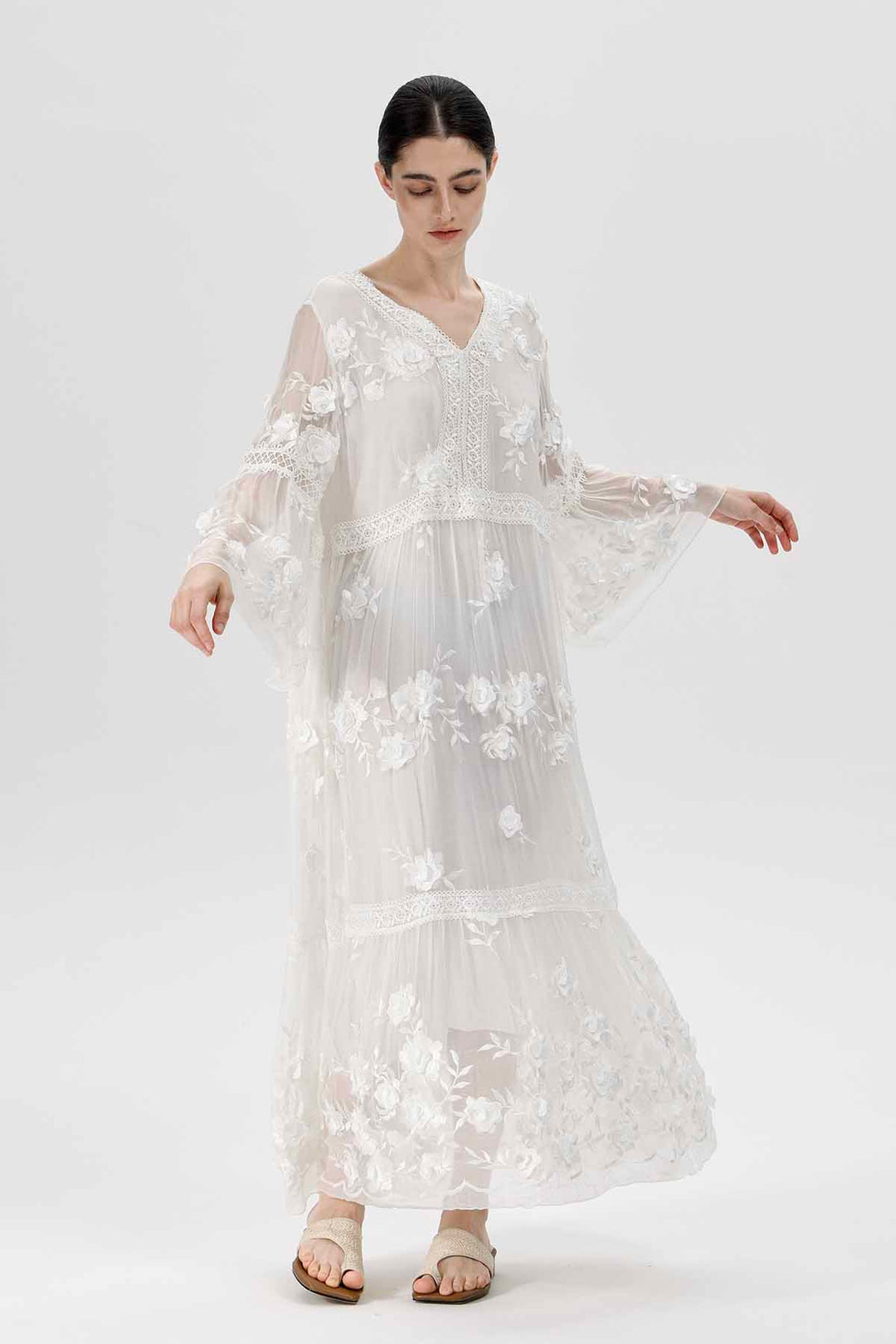 Selma V-Neck Embroidered Dress