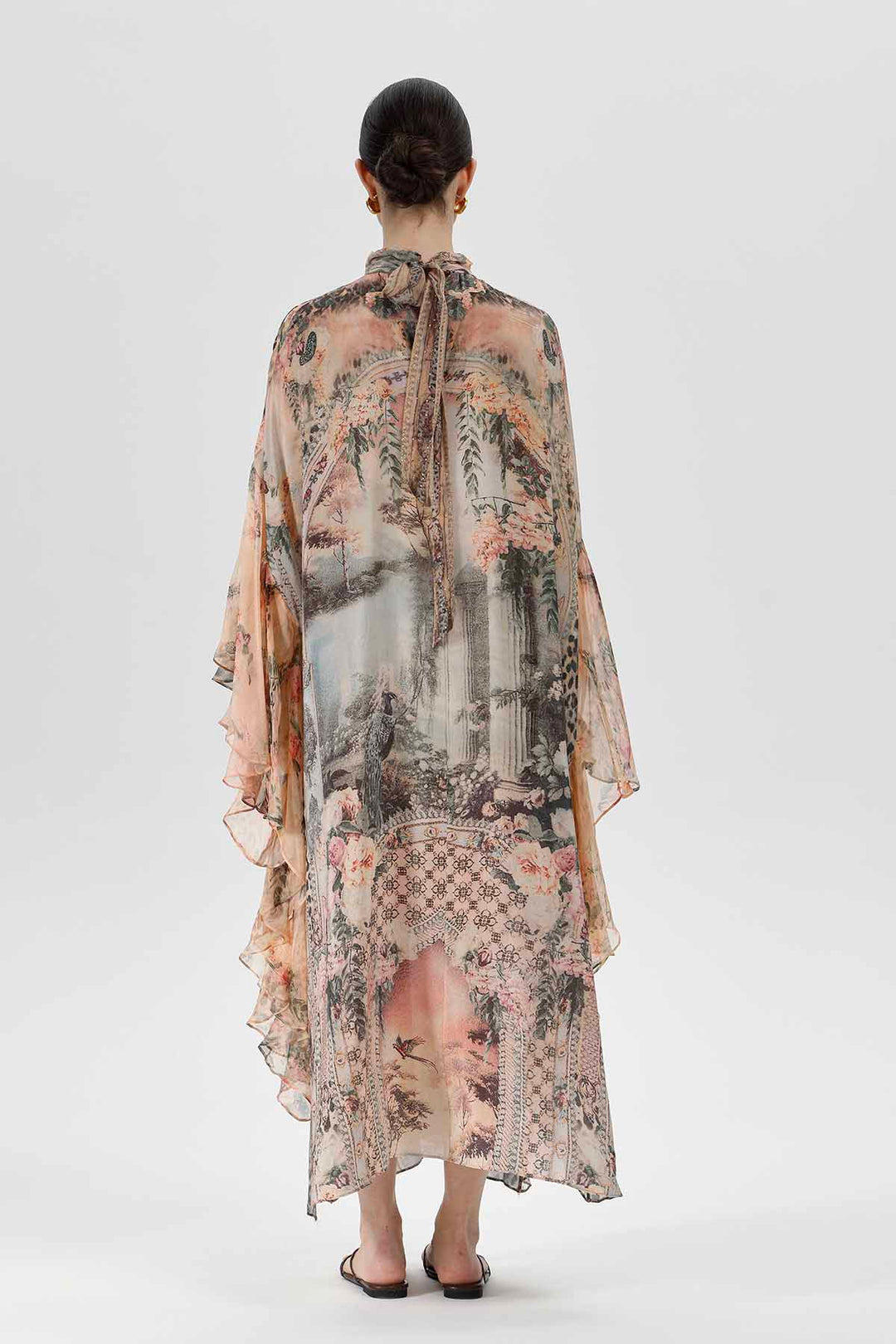 Vestido tipo capa con estampado de seda Sonia