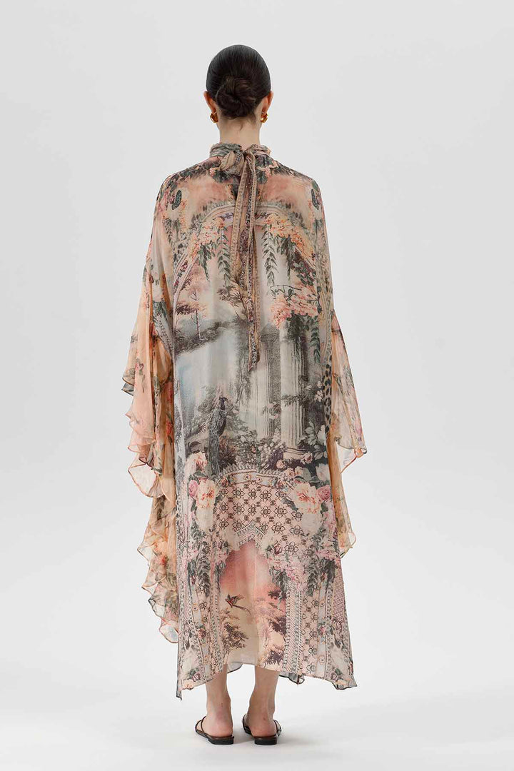 Vestido tipo capa con estampado de seda Sonia