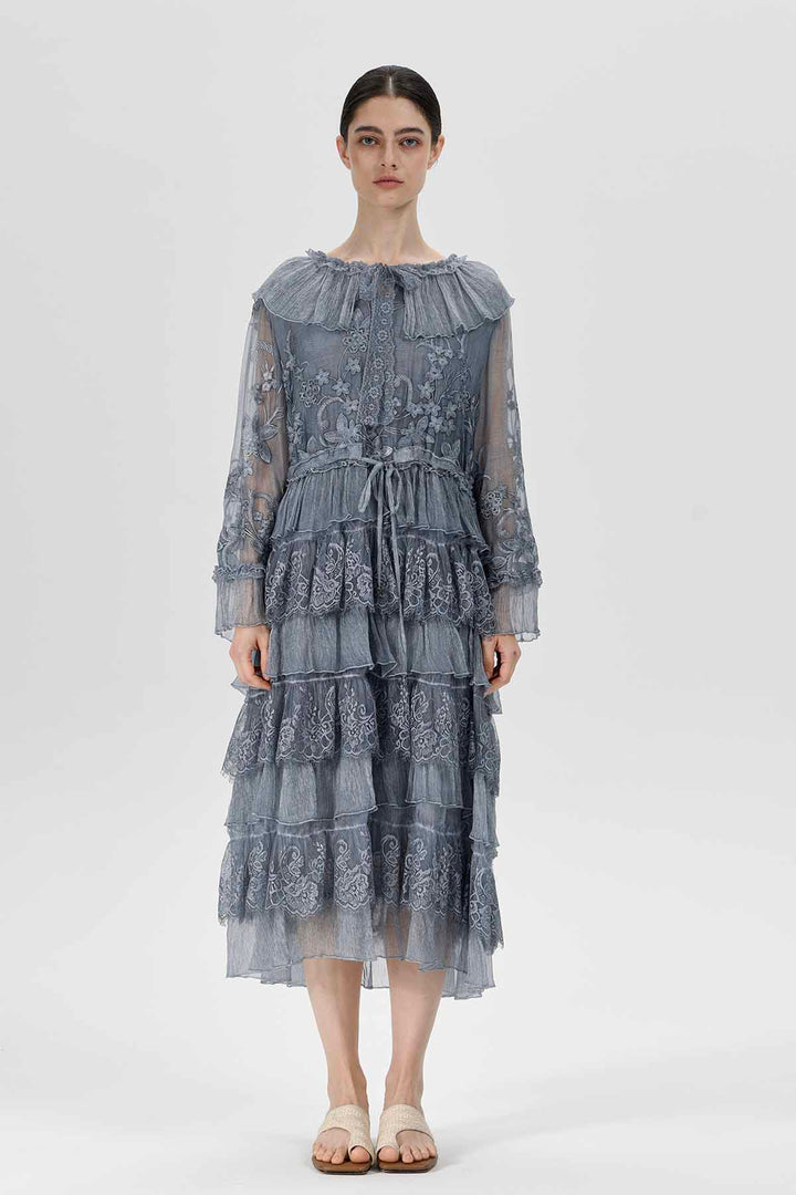 Celestine Spitzenkleid Nebelblau