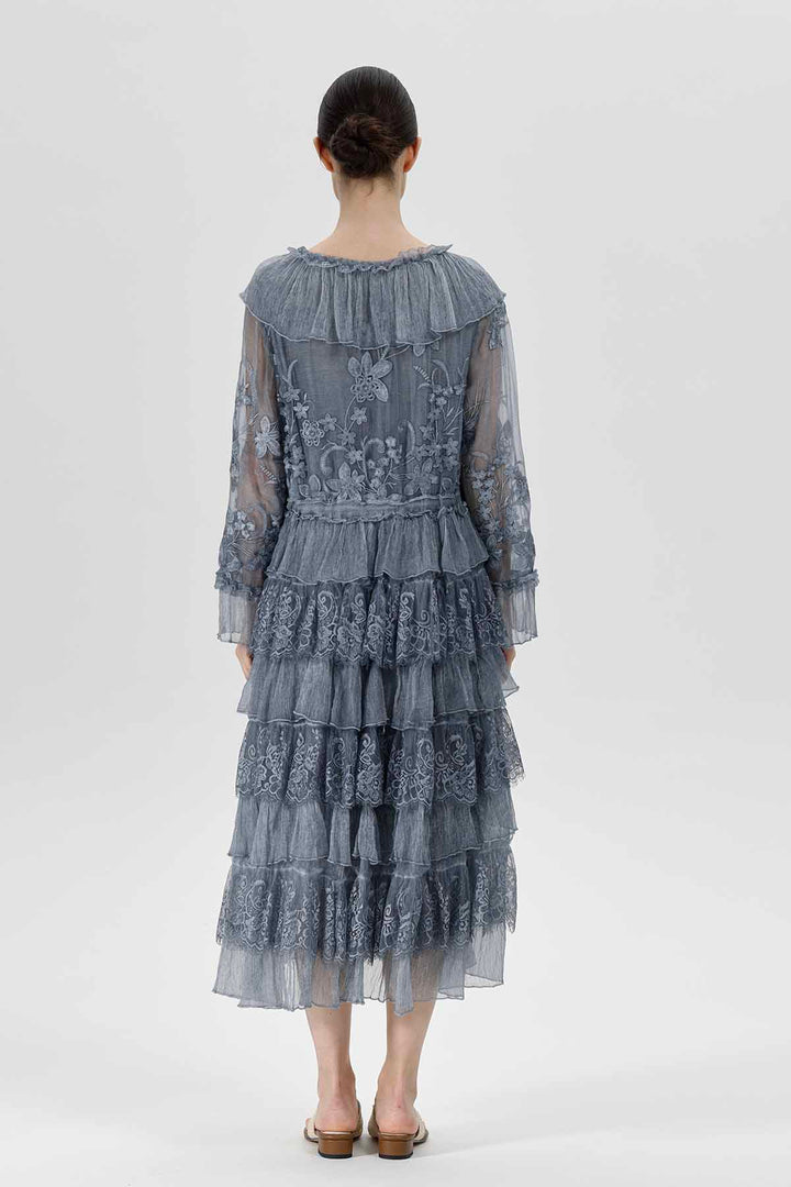 Celestine Spitzenkleid Nebelblau