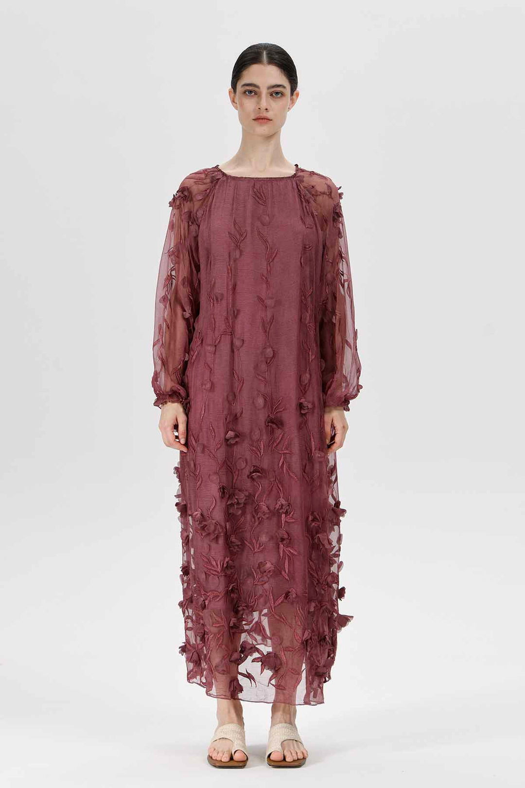 Bordeauxfarbenes Mirage-Kleid