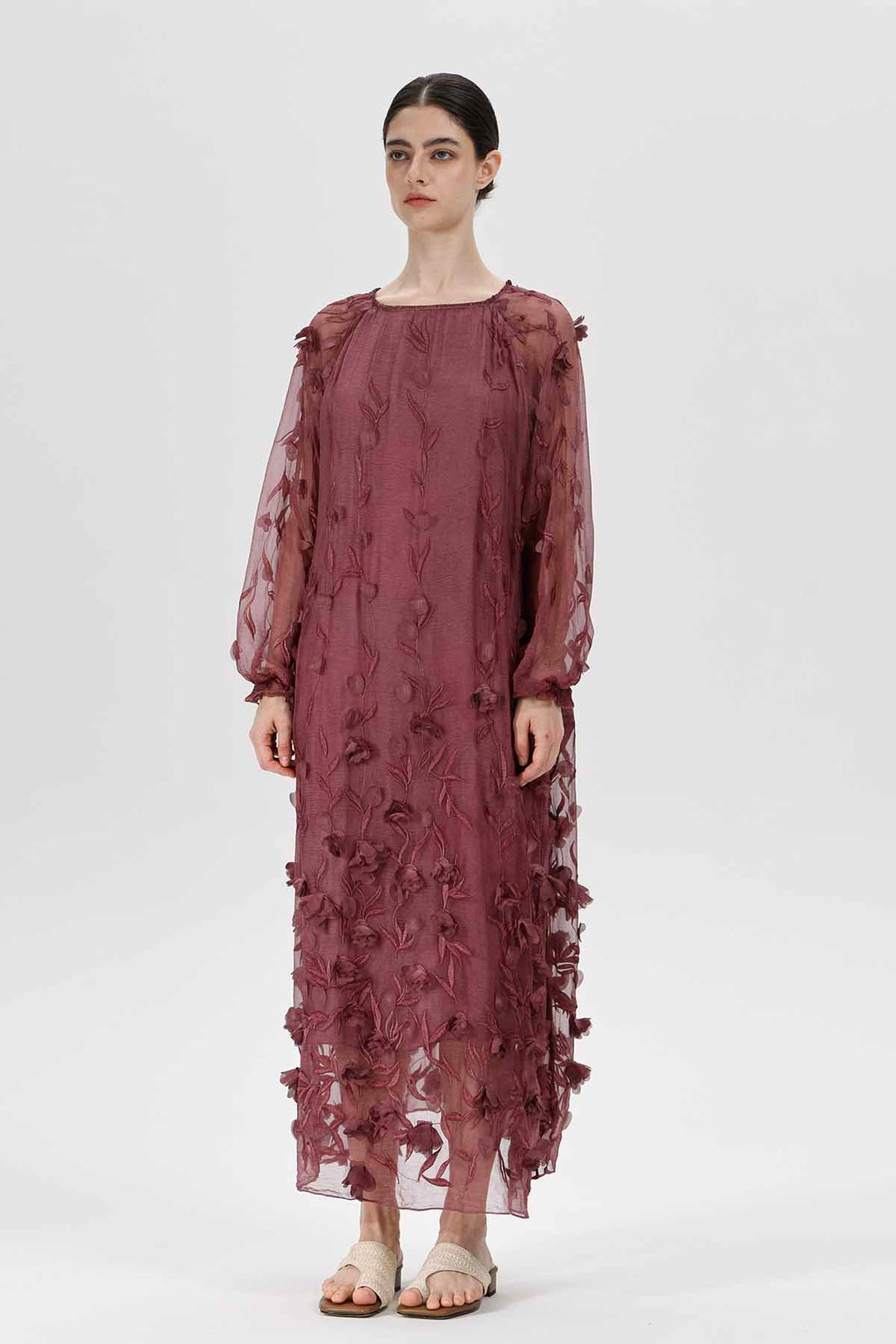 Bordeauxfarbenes Mirage-Kleid
