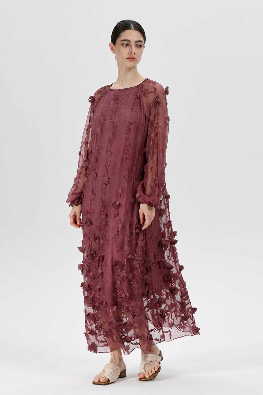 Bordeauxfarbenes Mirage-Kleid