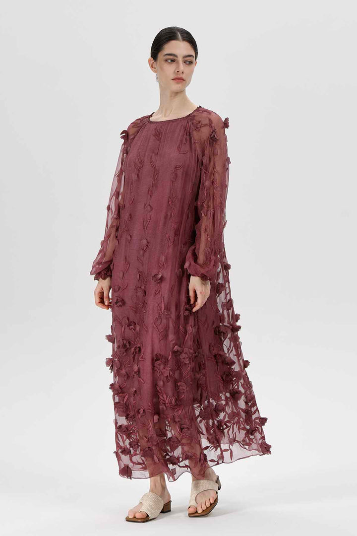 Bordeauxfarbenes Mirage-Kleid
