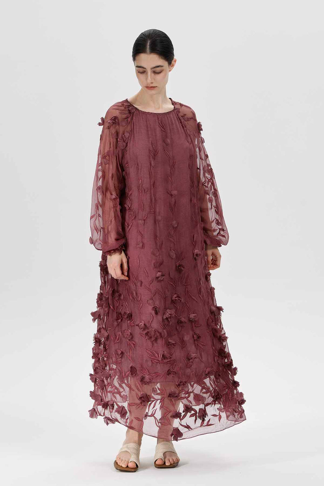 Bordeauxfarbenes Mirage-Kleid