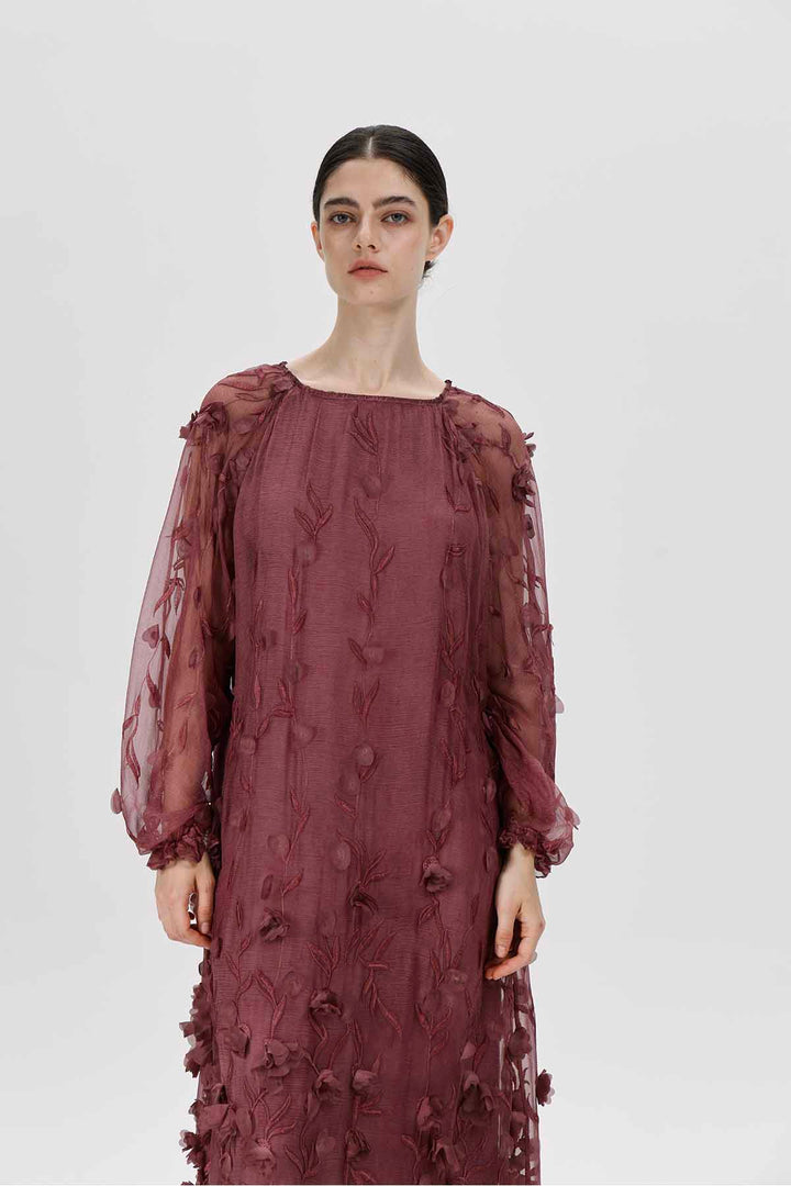 Bordeauxfarbenes Mirage-Kleid