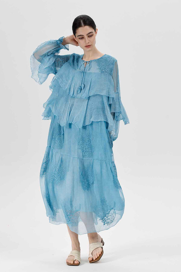 Transparentes Moore-Kleid in Himmelblau