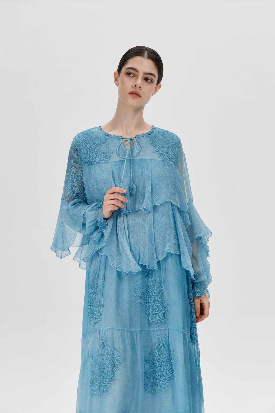 Transparentes Moore-Kleid in Himmelblau