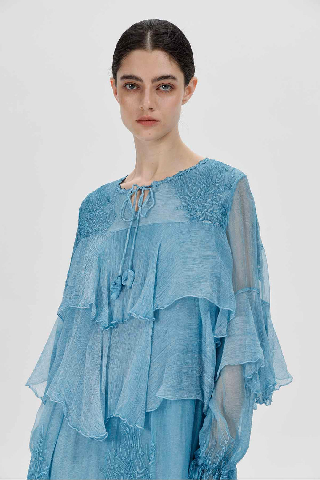 Transparentes Moore-Kleid in Himmelblau