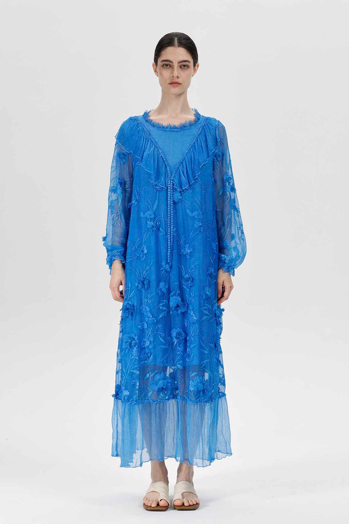 Vestido transparente con bordado Sylvie