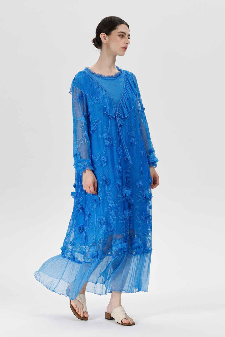 Vestido transparente con bordado Sylvie