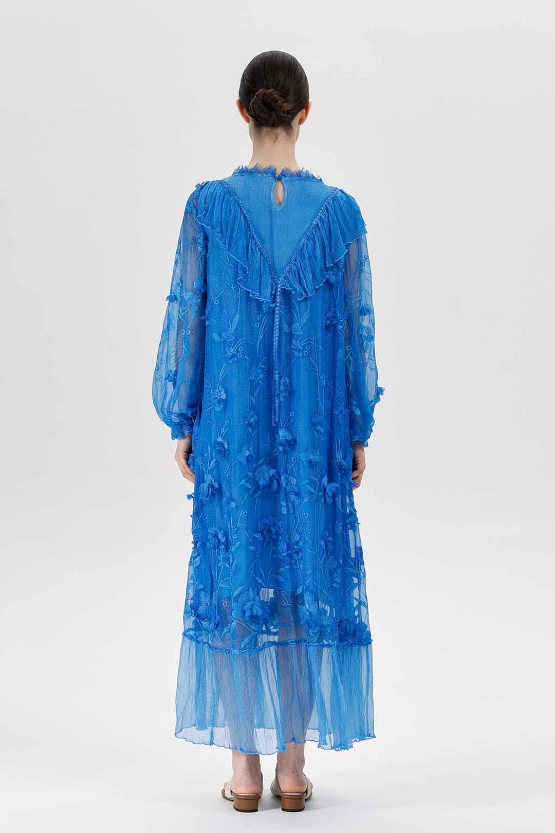 Vestido transparente con bordado Sylvie