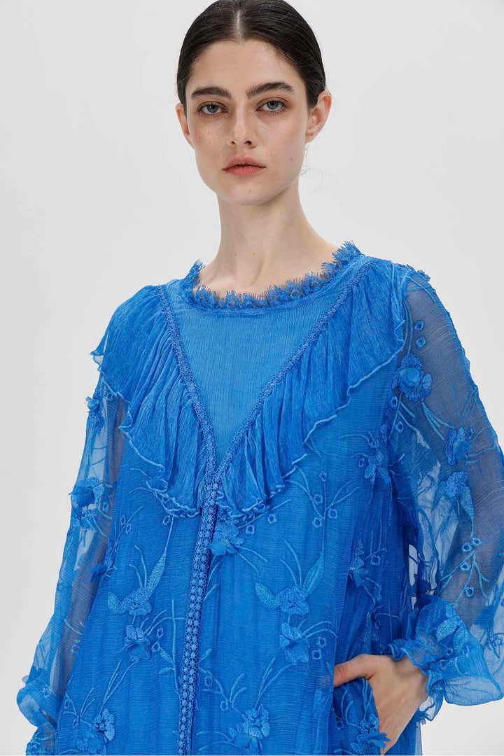 Vestido transparente con bordado Sylvie