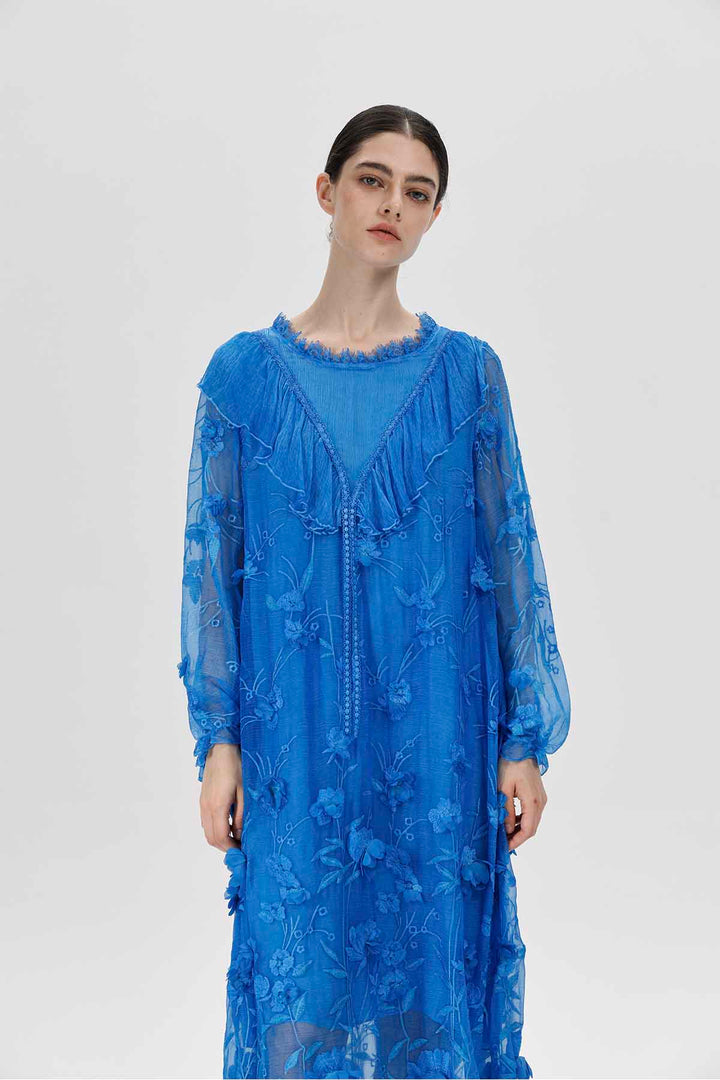 Vestido transparente con bordado Sylvie