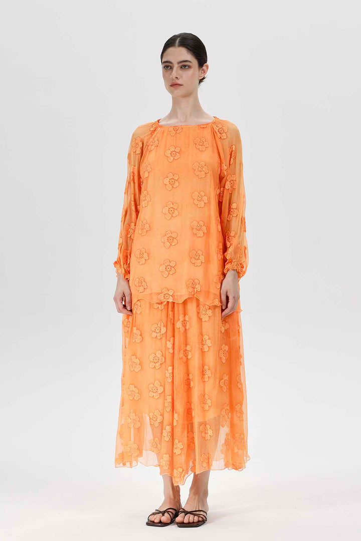 Millicent Bloom Dress Apricot