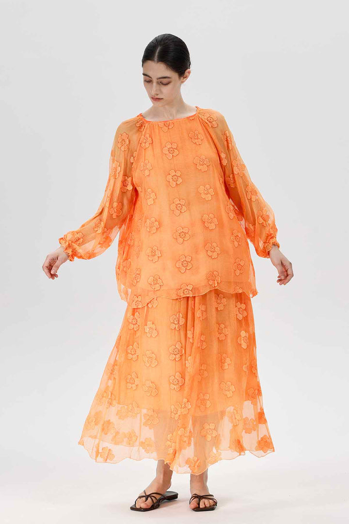 Millicent Bloom Dress Apricot