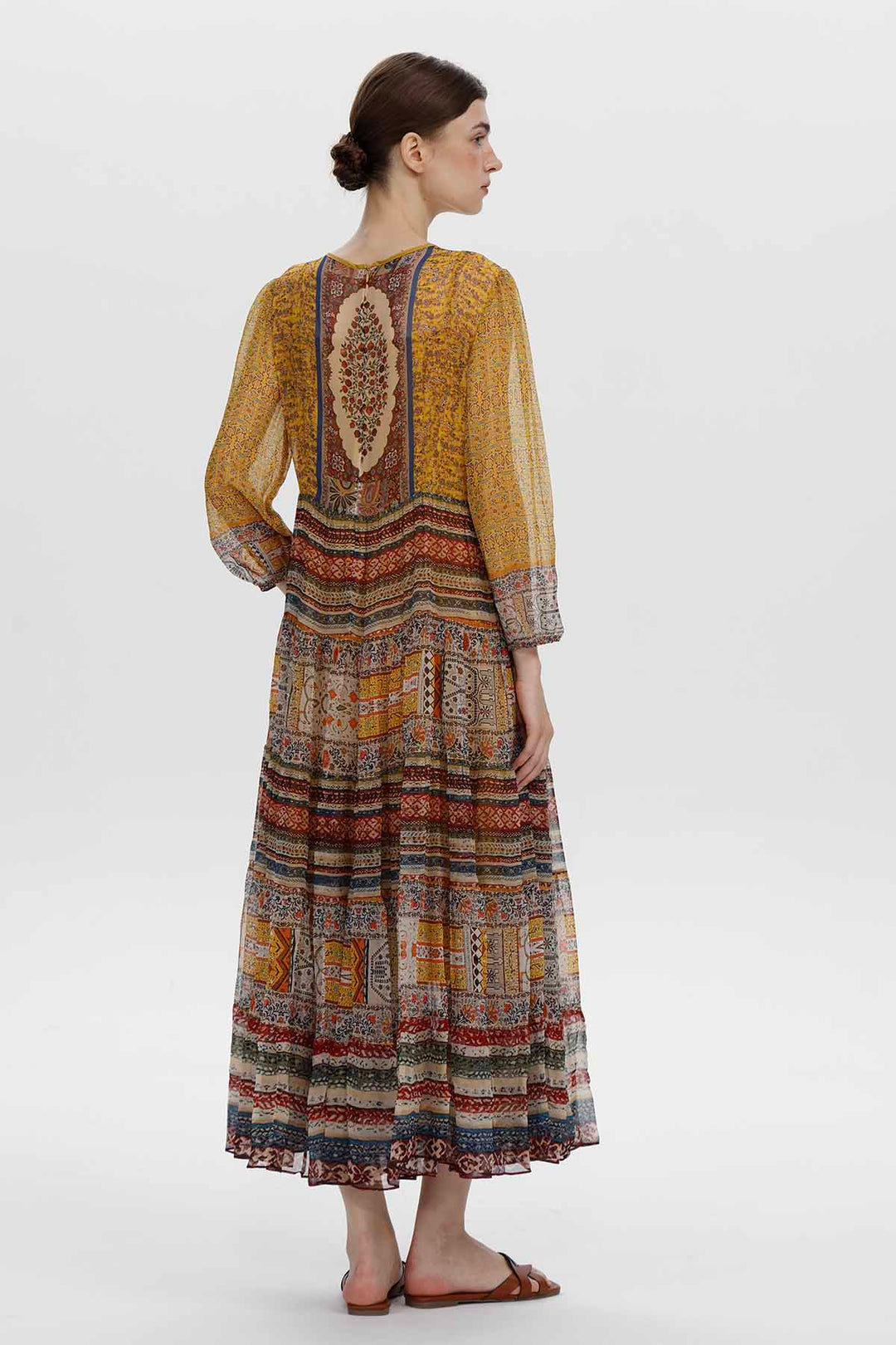 Theodora Vintage Print Silk Maxi Dress