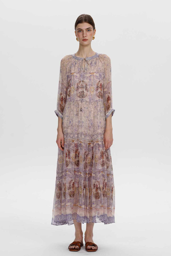 Odette Embellished Print Maxi Dress