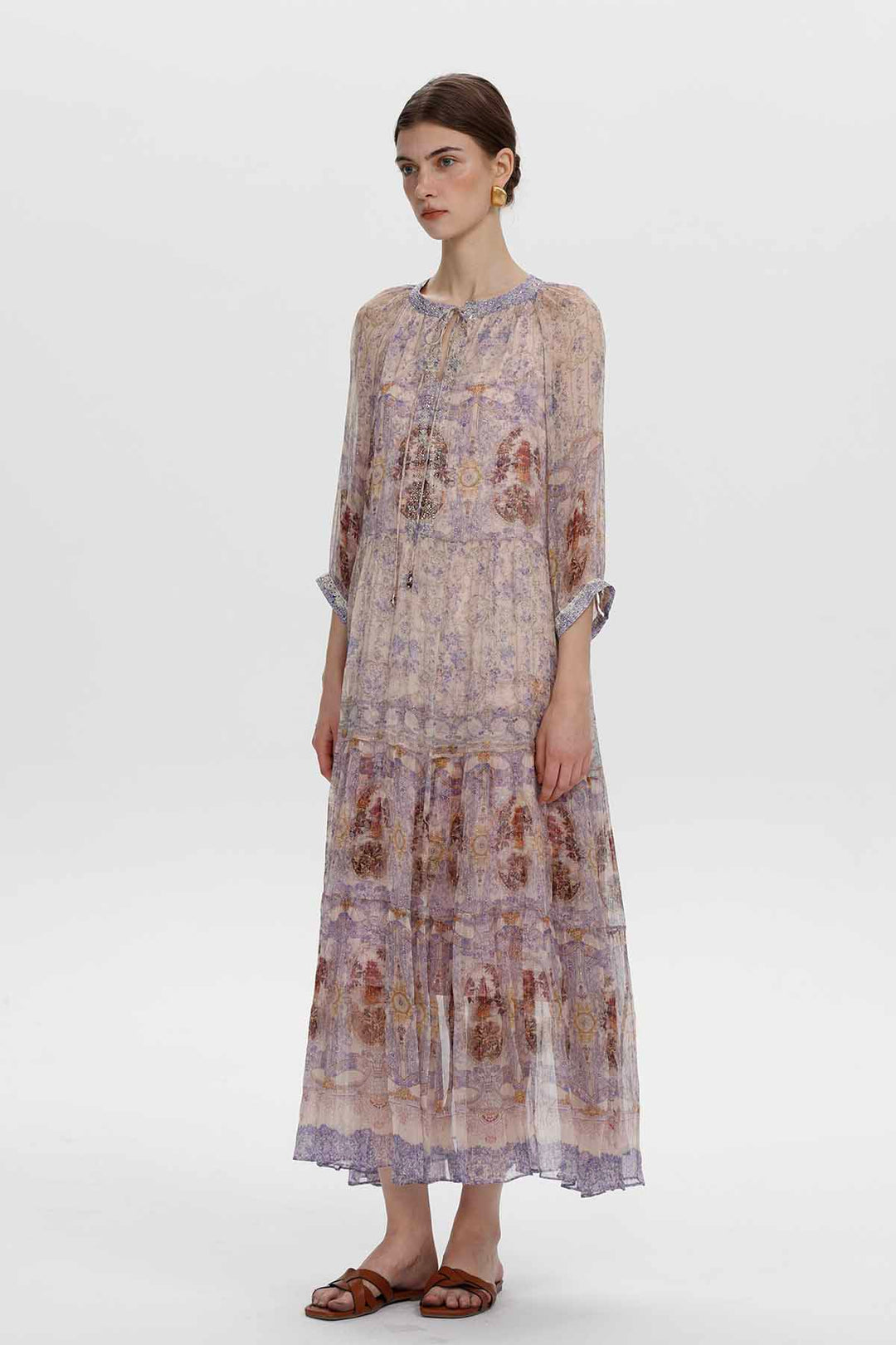 Odette Embellished Print Maxi Dress