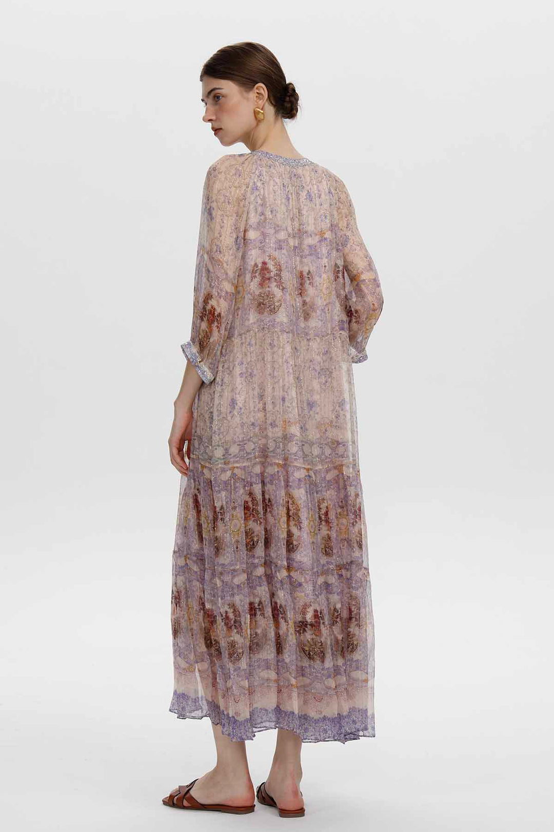 Odette Embellished Print Maxi Dress