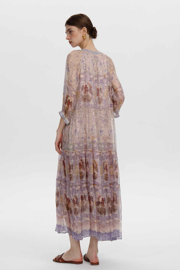 Odette Embellished Print Maxi Dress