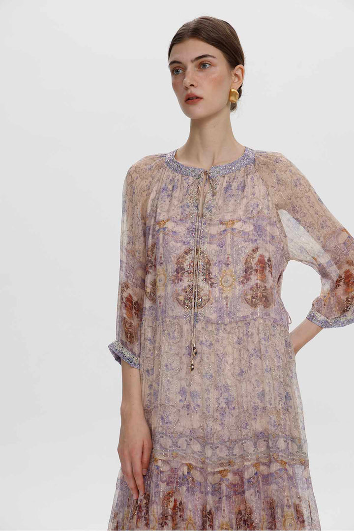 Odette Embellished Print Maxi Dress