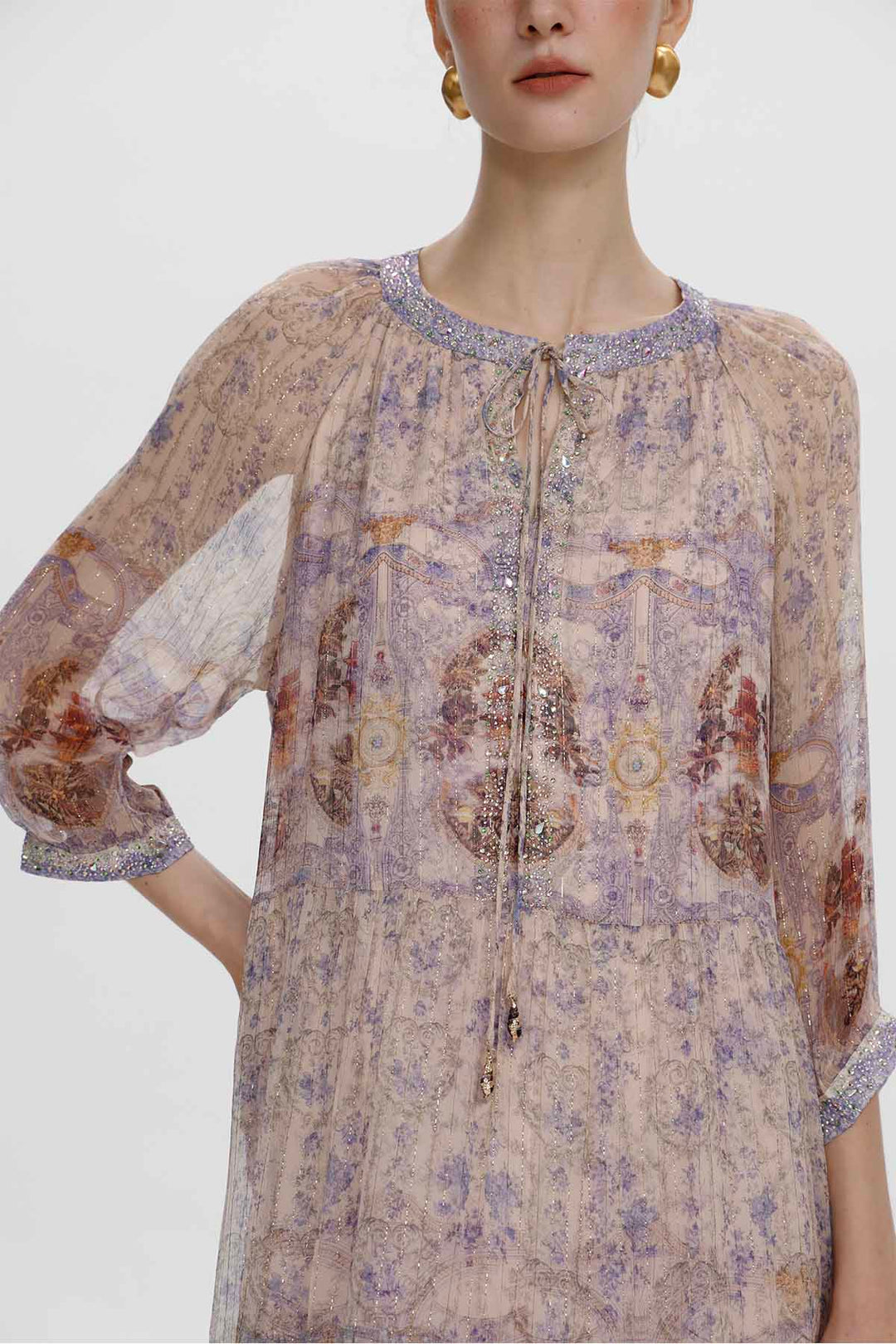 Odette Embellished Print Maxi Dress