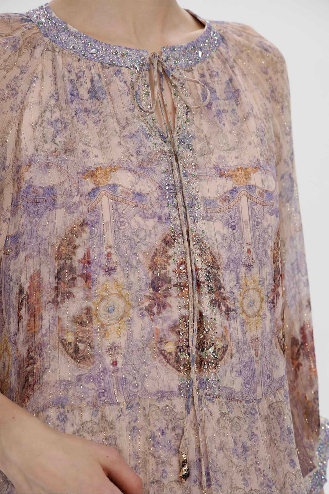 Odette Embellished Print Maxi Dress