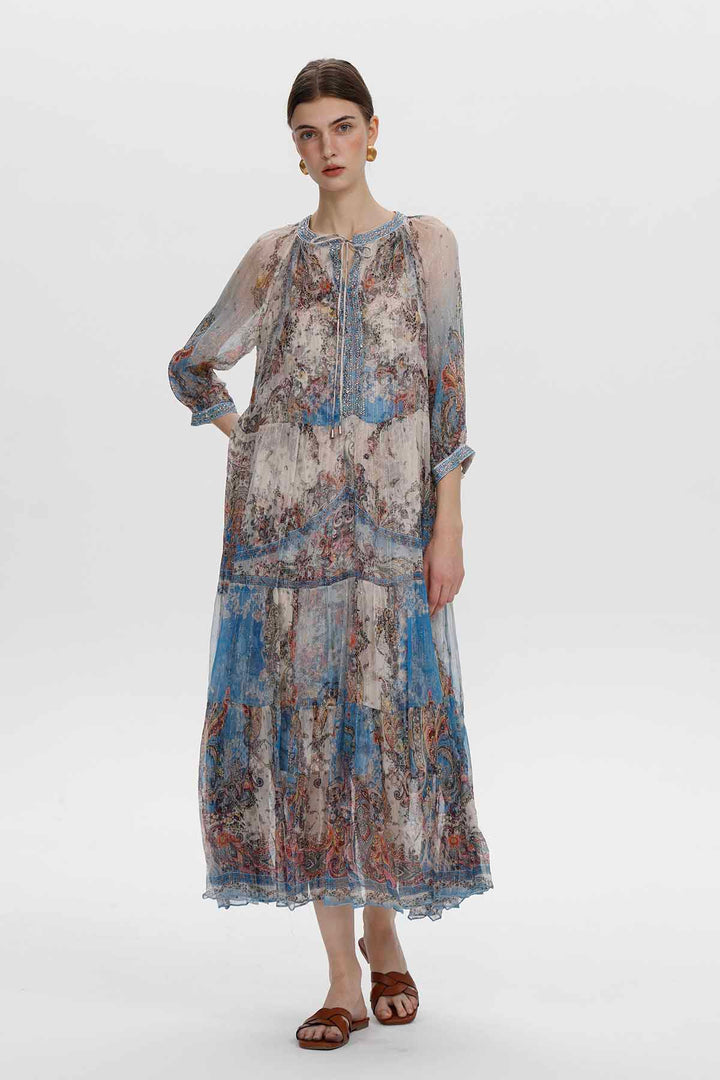 Vianne Maxikleid mit verziertem Print
