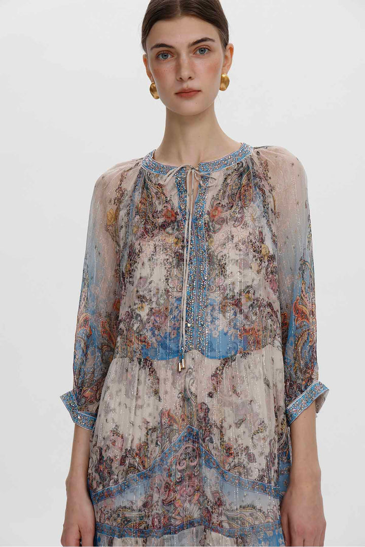 Vianne Maxikleid mit verziertem Print