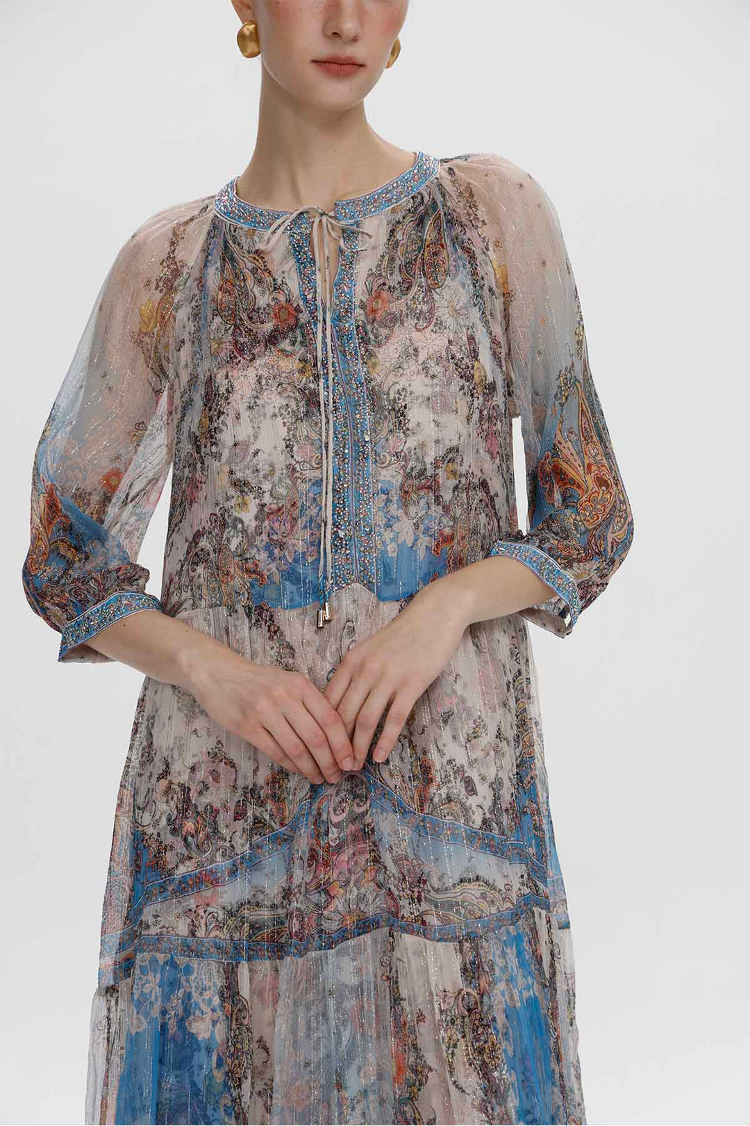 Vianne Maxikleid mit verziertem Print