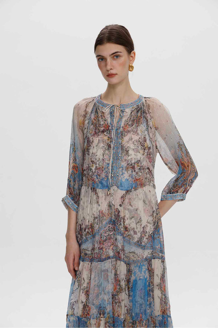 Vianne Maxikleid mit verziertem Print