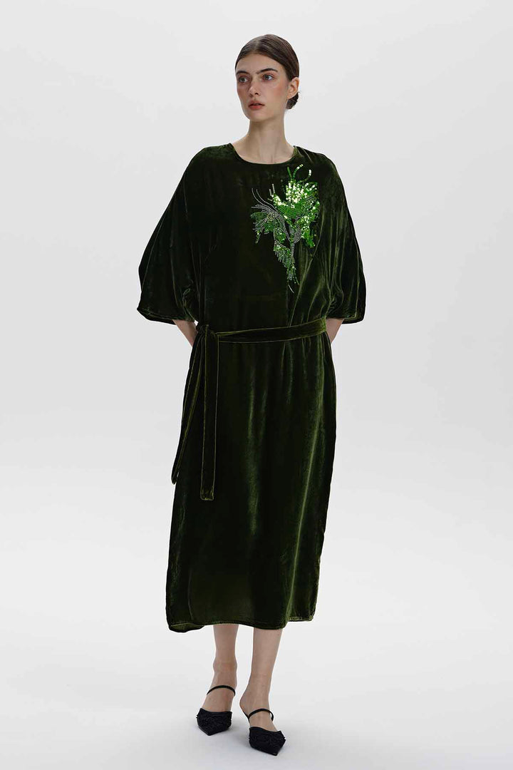 Paloma Embellished Velvet Dress