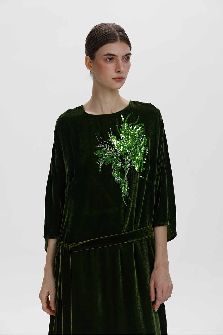 Paloma Embellished Velvet Dress
