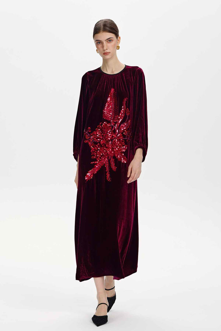 Mireille Sequined Velvet Maxi Dress