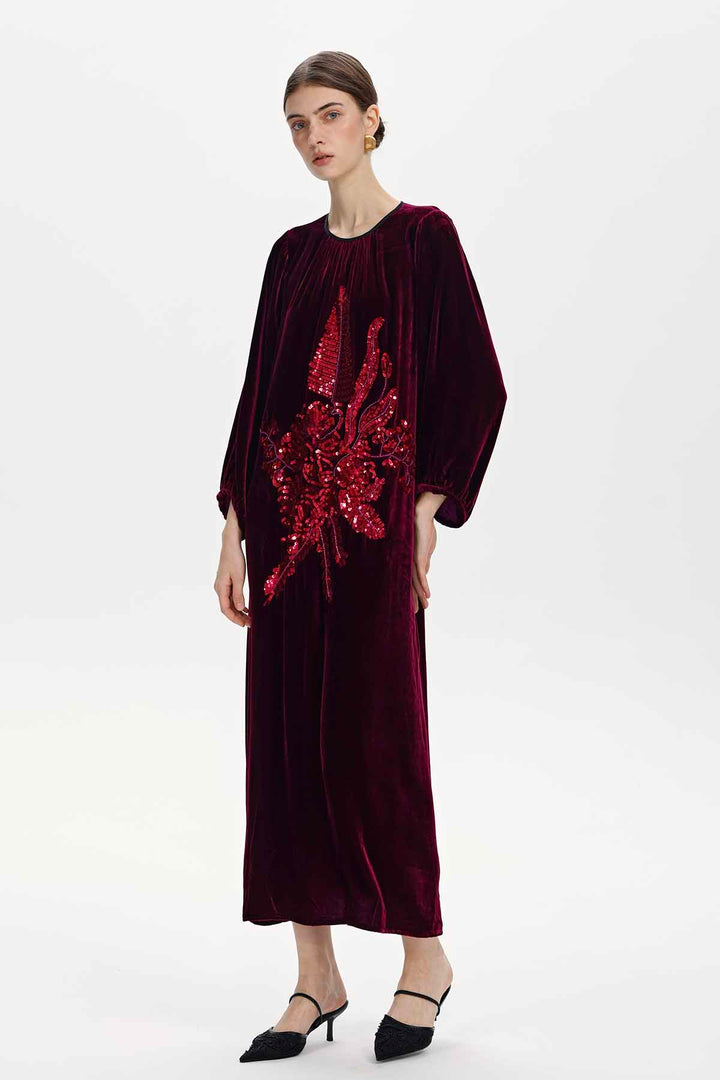 Mireille Sequined Velvet Maxi Dress